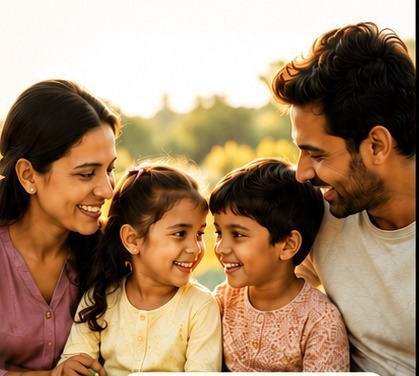 Family smiling together